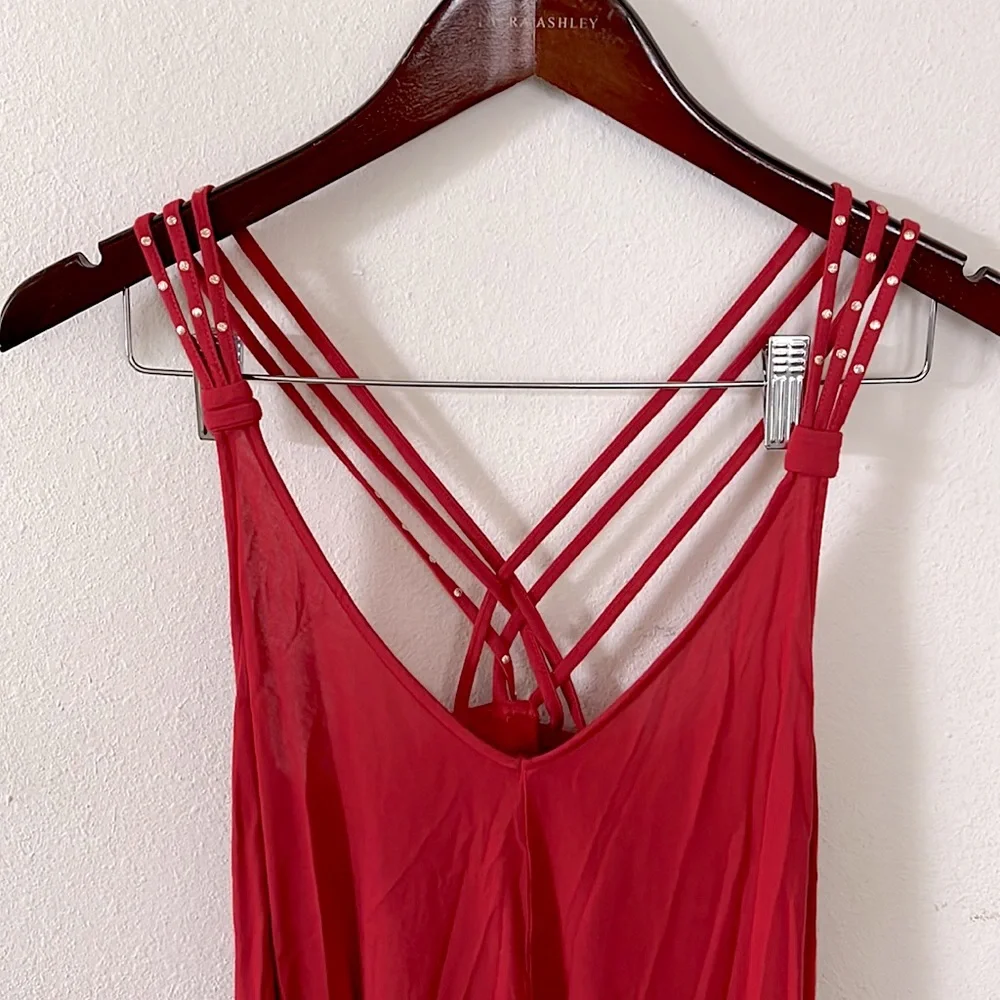 Candies Tank Top Red Gold Party Festival Size Medium - Picture 3 of 13